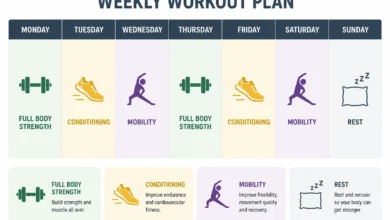 28 Day Workout Challenge: A Beginner's Plan 20 Weekly calendar showing strength, conditioning, mobility, and rest days for a 28 day workout challenge