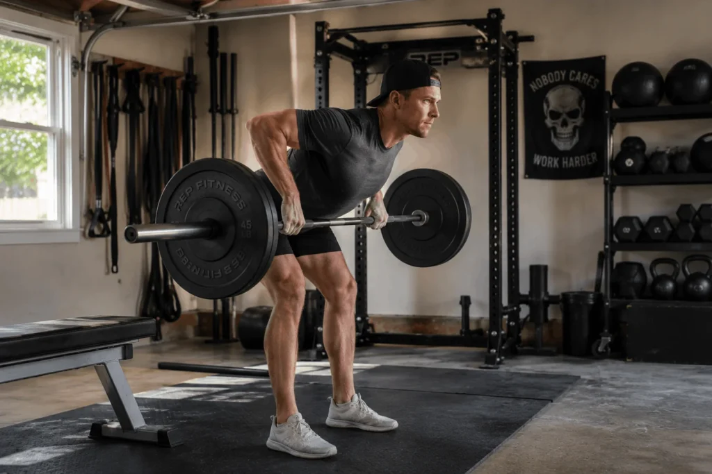 Home garage gym setup for practicing the list of compound exercises