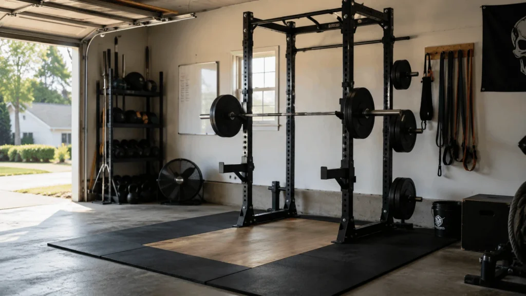 Person performing a barbell back squat from the list of compound exercises