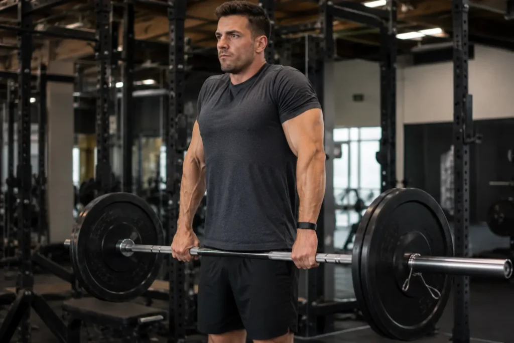 barbell shrug back exercise for traps