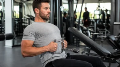Man performing a seated cable row, one of the best cable back exercises