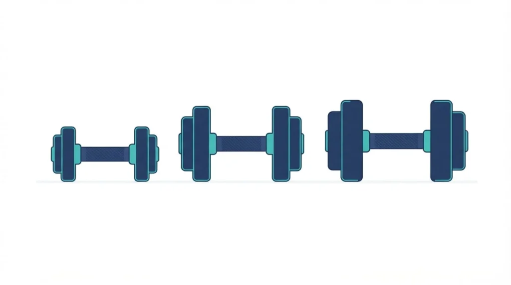 Comparison graphic showing how many exercises per workout for beginners, intermediate, and advanced lifters
