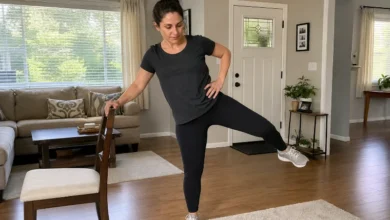 Standing Leg Raises: How to Do Them Right 24 Woman performing standing leg raises for hip strength