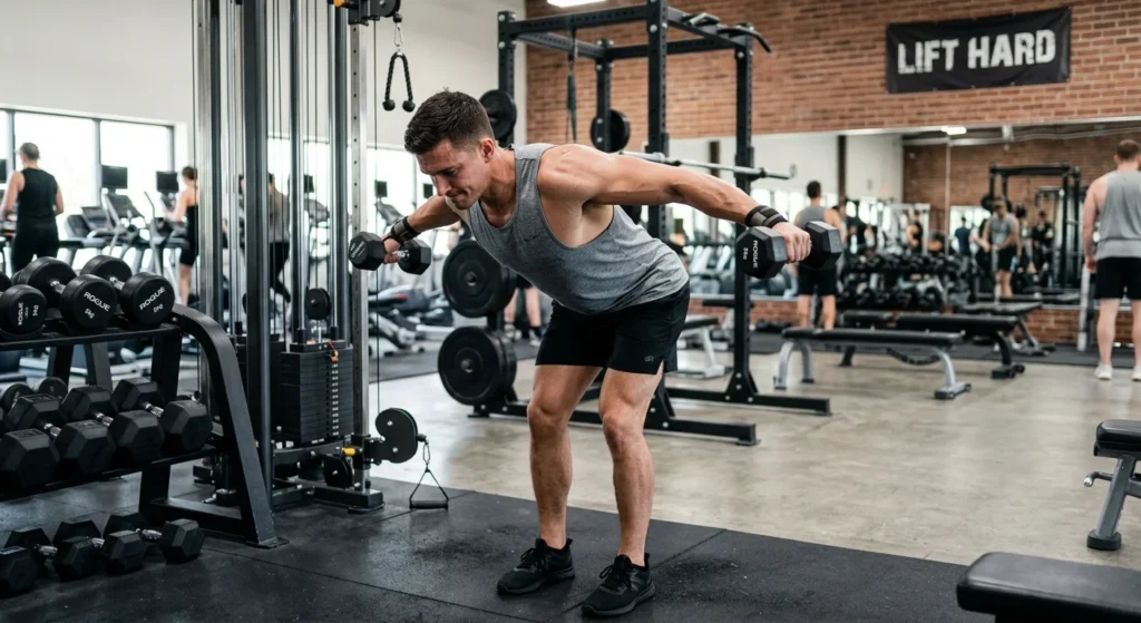 rear delt fly exercise in chest and shoulder workout