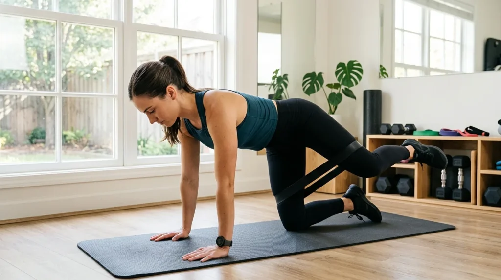 Fire hydrant exercise with a resistance band variation