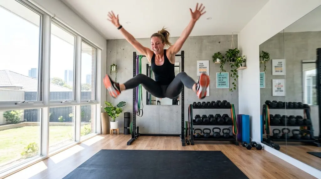 Person performing burpees during a HIIT workout that burns the most calories