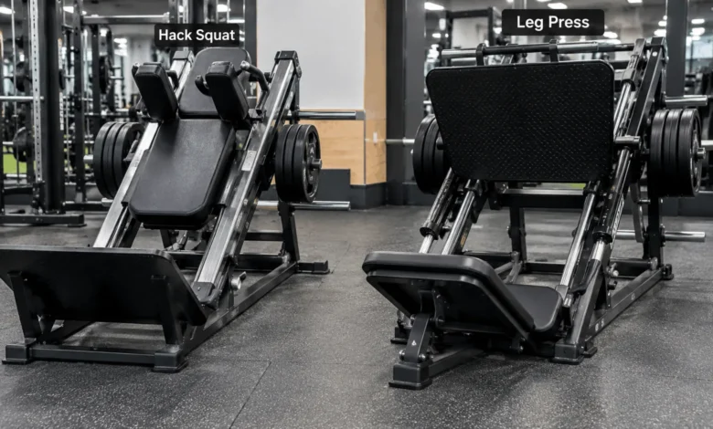 Hack Squat vs Leg Press: Which One Builds Better Legs 13 Hack squat vs leg press machines shown next to each other in a gym