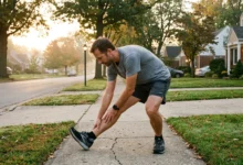 Man stretching outdoors at sunrise to increase testosterone naturally through exercise