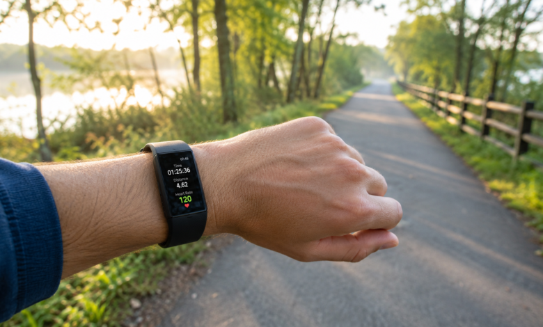Steps to Calories Burned: How to Calculate Your Burn 13 Person checking steps to calories burned data on a fitness tracker while walking