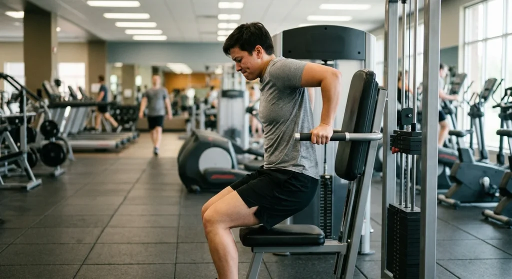 assisted dip machine for building the muscles dips work