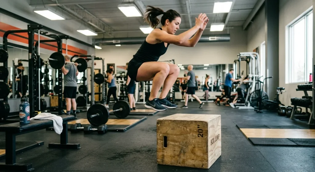 Box jump drill that trains fast twitch muscle fibers for explosive power