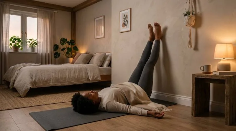 Benefits of Yoga for the Body and Mind 14 Person doing a restful evening pose that shows the benefits of yoga for the body and mind
