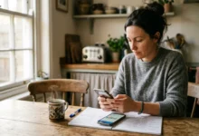 Person comparing a calorie app with a notebook to find out how many calories does masturbation burn