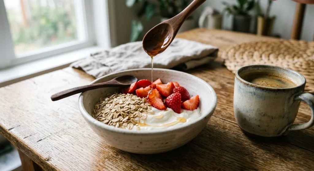 Is agave good for you in small amounts? Yogurt bowl with a light drizzle of agave nectar