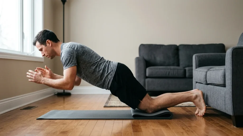 Nordic Hamstring Curl at Home: Setup, Form & Plan 15 Correct body position during a nordic hamstring curl at home