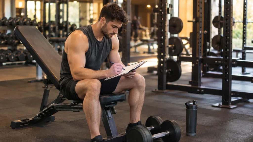 Lifter tracking sets and reps for upper chest exercises